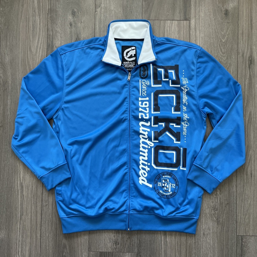 Ecko Unltd Mens 2XL Full Zip Track Jacket Blue